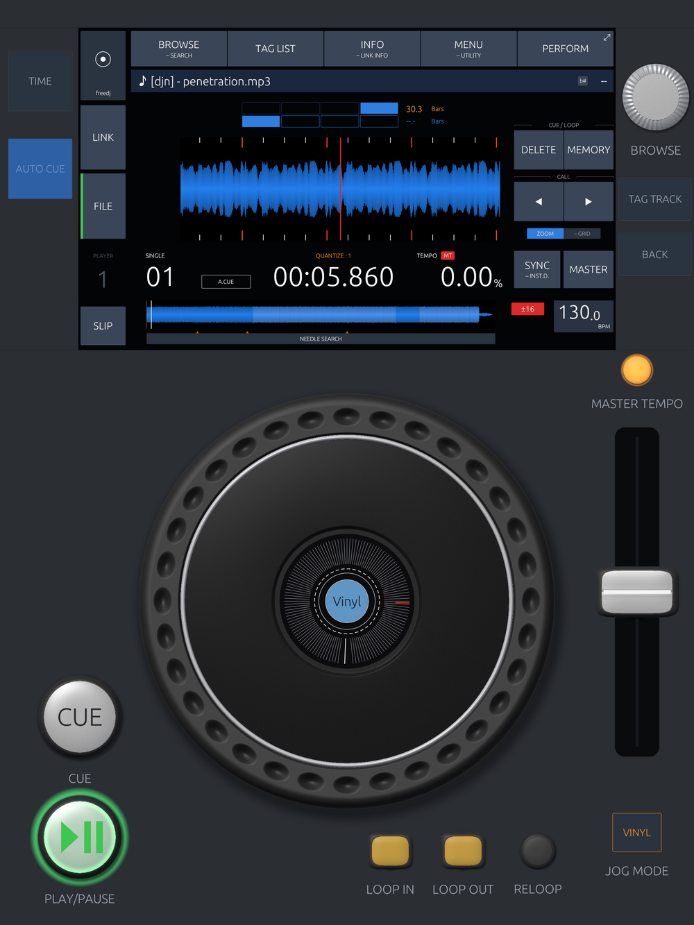 OpenDeck DJ on an iPad